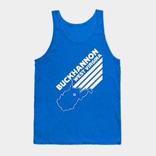 Buckhannon West Virginia with Stripes and State Outline - BLUE Tank Top